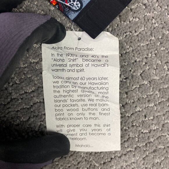 NWT Vintage Paradise Found Hawaiian Shirt Men's Medium Rayon Motorcycle Tavern - Picture 3 of 9